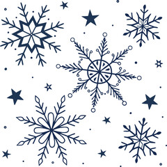 Elegant winter holiday snowflake and star design for festive backgrounds or stylish seasonal decor, perfect for Christmas cards or New Year's celebrations