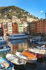 Camogli, Italy - November 29, 2025. Resort town by sea and mountain. Tourism, marina, yachts and recreation
