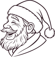 Cheerful Santa Claus Line Art Smiling Brightly Ready for Holiday Projects and Festive Designs This Season, Add a Whimsical Touch to Your Creations