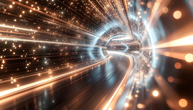 Abstract Golden Digital Data Tunnel (Information Flow)

