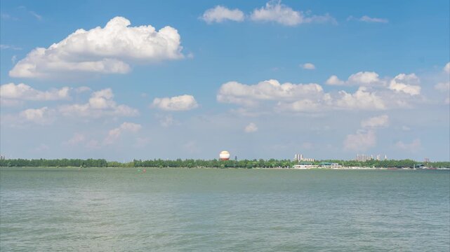 Summer timelapse scenery of Wuhan East Lake Scenic Area