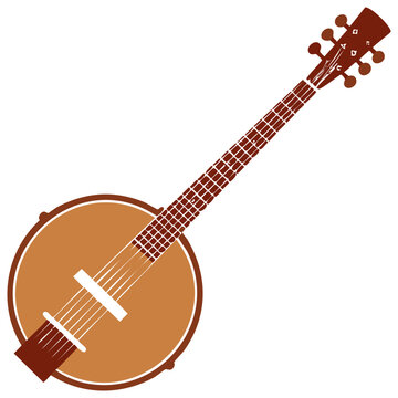Simple vector illustration of a six string folk music banjo