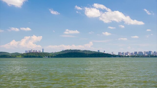 Summer timelapse scenery of Wuhan East Lake Scenic Area