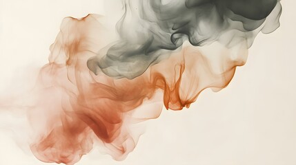 Abstract smoky background shows copper color blending smoothly into dark gray on a pale beige surface.