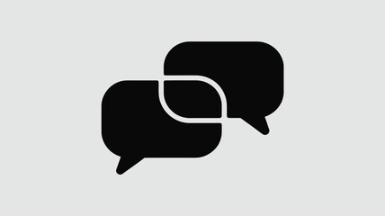 Two overlapping black speech bubbles representing conversation on a light gray background design element