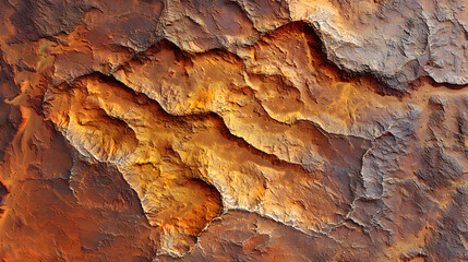 A detailed layered planet-like terrain texture with cracked ridges, warm orange and brown tones, ideal for sci-fi design, 3D materials, game worlds, and concept art environments.