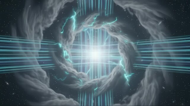 Mystical Portal Opens With Clouds and Electrical Arcs in Deep Space