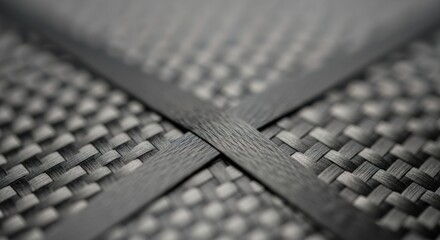 Close-up of interwoven carbon fiber texture with crisscross pattern
