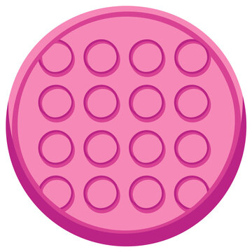 Pink circular fidget toy with rows of round bubbles for popping and stress relief