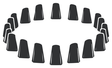 Abstract black geometric shapes in a uniform circular pattern modern design element