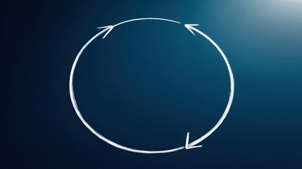 Circular shape featuring an arrow drawn within it symbolizing cycles and continuous movement in a modern design