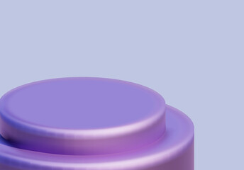 3d Render Podium product display or Empty room interior design square stage minimal scene, Display plinths. Stand purple violet color