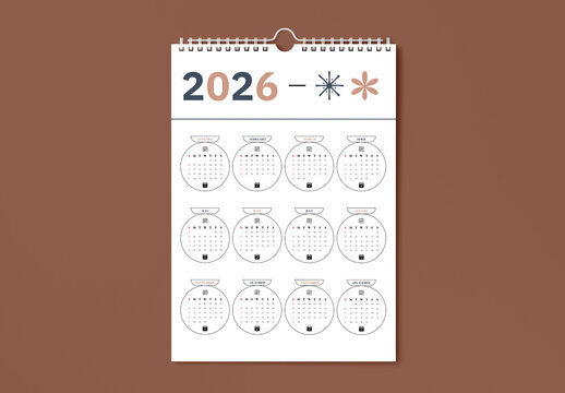 Minimal 2026 Wall Calendar Template Design