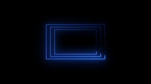 Blue Neon Glowing Rectangle Frame Animation with Smooth Light Outline Motion for UI/UX Interface Elements, Website Overlays, App Screens, Digital Panels and Tech Backgrounds