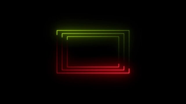Neon red and yellow Glowing Rectangle Frame Animation with Smooth Light Outline Motion for UI/UX Interface Elements, Website Overlays, App Screens, Digital Panels and Tech Backgrounds