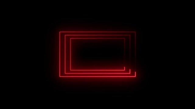 Red Neon Glowing Rectangle Frame Animation with Smooth Light Outline Motion for UI/UX Interface Elements, Website Overlays, App Screens, Digital Panels and Tech Backgrounds
