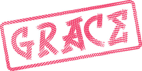 Authentic Dotted Frame Stamp Impression with Grace Wordmark for Elegant Communication