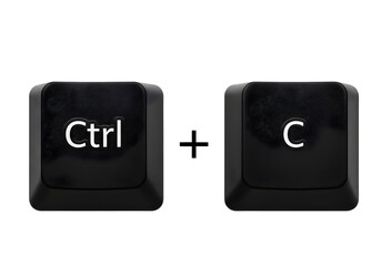 Computer keyboard ctrl and c keys shortcut isolated on transparent background