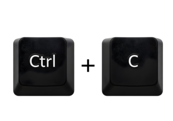 Computer keyboard ctrl and c keys shortcut isolated on transparent background