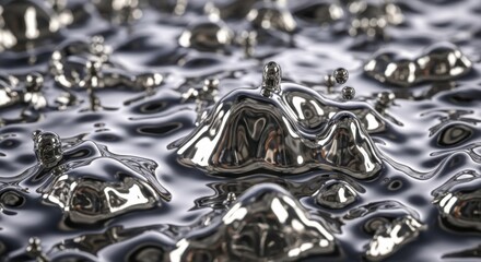 Dynamic Shimmering Liquid Metal Creating An Abstract Surface