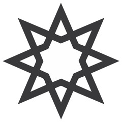 Geometric star design with eight points in minimalist graphic style