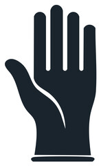 Fototapeta premium Simple dark blue glove icon with five fingers outstretched against a white background