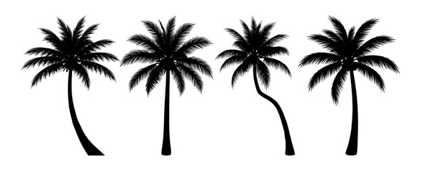 Fototapeta premium Set of palm tree silhouettes