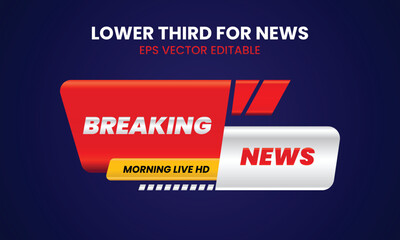 Lower third tv header, headline and news bars. Vector modern colorful red blue white. video title or television news bar isolated template.