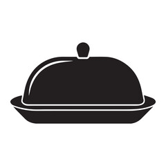 Butter Dish Stencil Icon Silhouette Vector Illustration