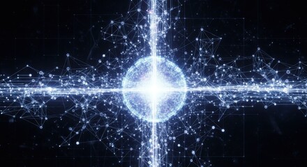 Interconnected Data Sphere Radiating Technological Brilliance