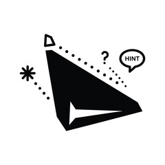 Black and white illustration of a hint with a question mark on