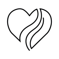 Heart with a leaf inside isolated on for love and nature