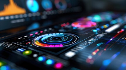 Colorful and Dynamic User Interface Display with Abstract Graphs and Data Visualizations for Technology Concepts