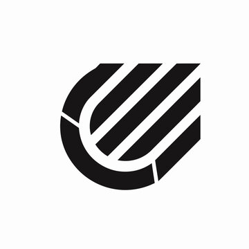 Abstract modern black and white logo icon design, featuring a stylized letter C shape combined with parallel lines, simple graphic symbol.