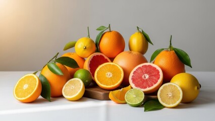 A vibrant assortment of fresh healthy citrus fruits