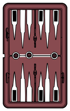 Top Down View of a Classic Backgammon Board Game in a Foldable Case Vector Illustration