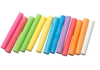 Fototapeta premium Collection of colorful chalk sticks isolated on transparent background