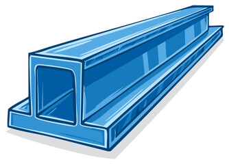 Blue Steel I Beam Construction Component Engineering Part in a Perspective View Industrial Strength and Support Element