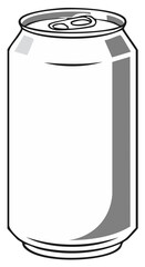 Illustration of a tall aluminum can with tab, blank label ready for designs, refreshments