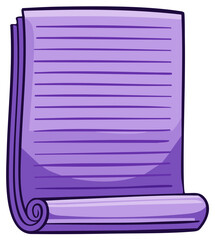 Vibrant purple ruled paper stack with curled bottom edge an artistic illustration