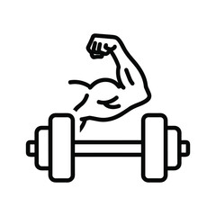 Strong arm with dumbbell isolated on for fitness motivation