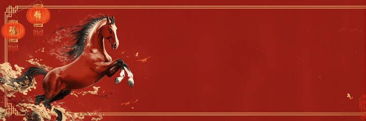 Chinese New Year 2026 themed background and banner templates, horse zodiac sign,Chinese New Year 2026