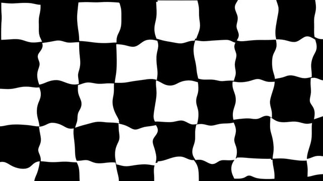 Wavy black and white checkerboard pattern abstract background