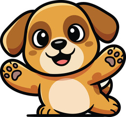 Fototapeta premium Cute cartoon puppy vector illustration with happy pose for kids design and adorable animal art smile 