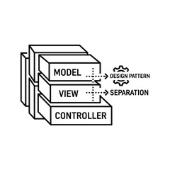 Digital illustration representing software test automation with test cases and junit, isolated on white background
