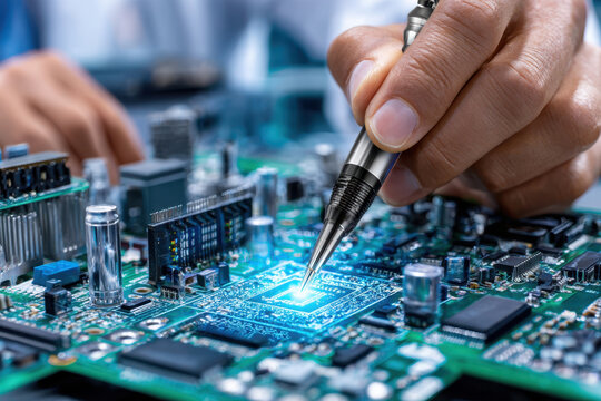 Technician Repairing Electronic Circuit Board