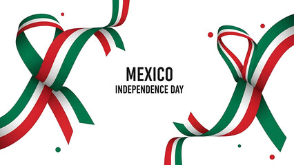 Mexico Independence Day ribbons and text on white celebration