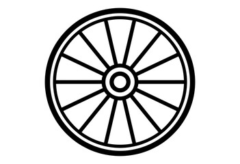 Fototapeta premium Black outline illustration of a classic spoked wheel