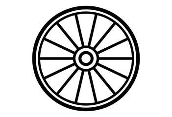 Black outline illustration of a classic spoked wheel