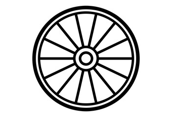 Black outline illustration of a classic spoked wheel